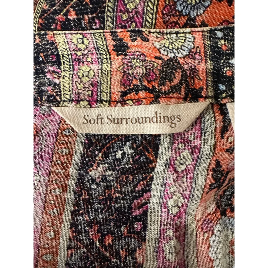 Women's Soft Surroundings Long Sleeve Dress PS Pink Black Striped - Image 6