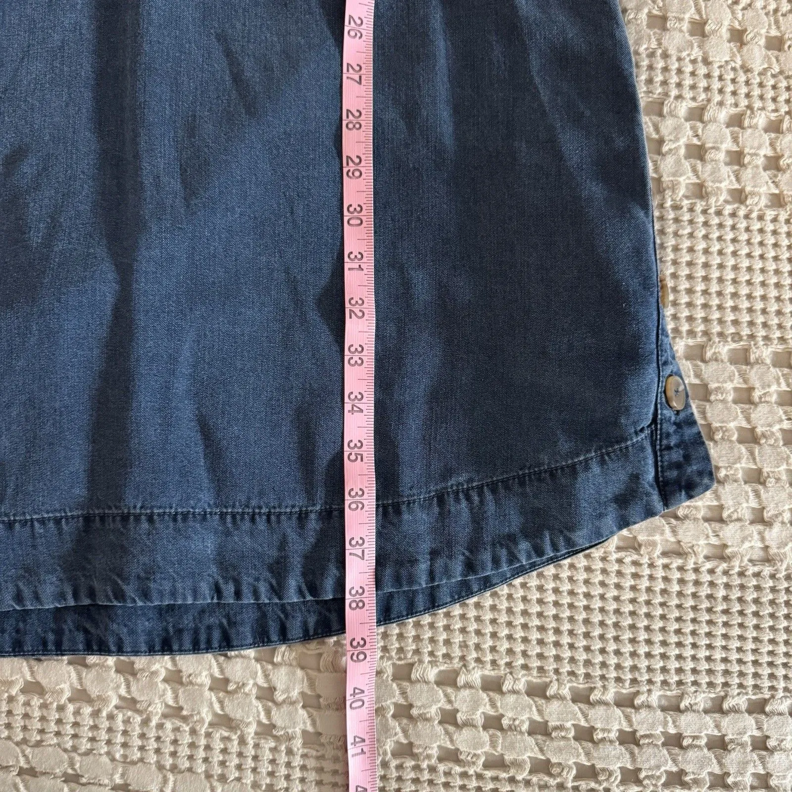 Soft Surroundings Positano Getaway V Neck Shift Dress Sz S Chambray Denim Tencel - Image 10