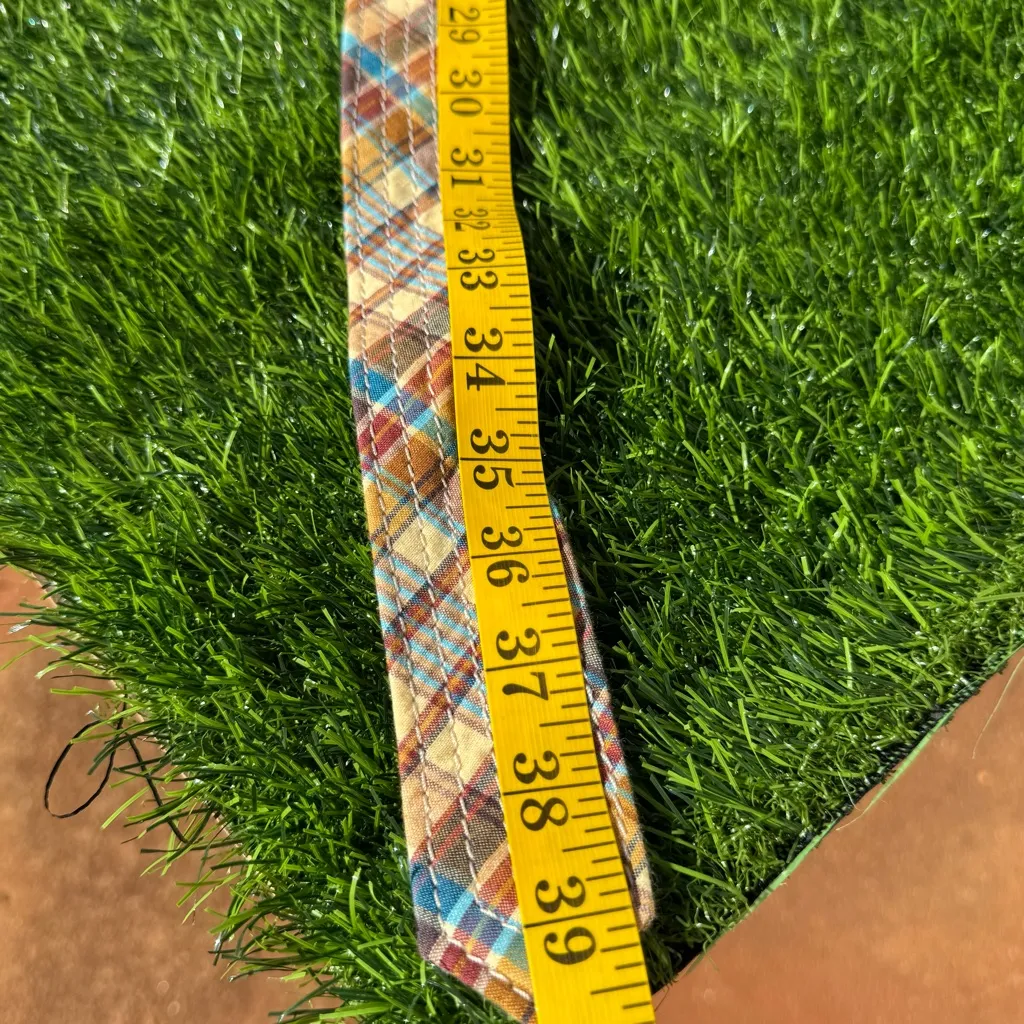 J Crew Vintage Bohemian Plaid Fabric Belt with Woven Buckle S-M - Image 7