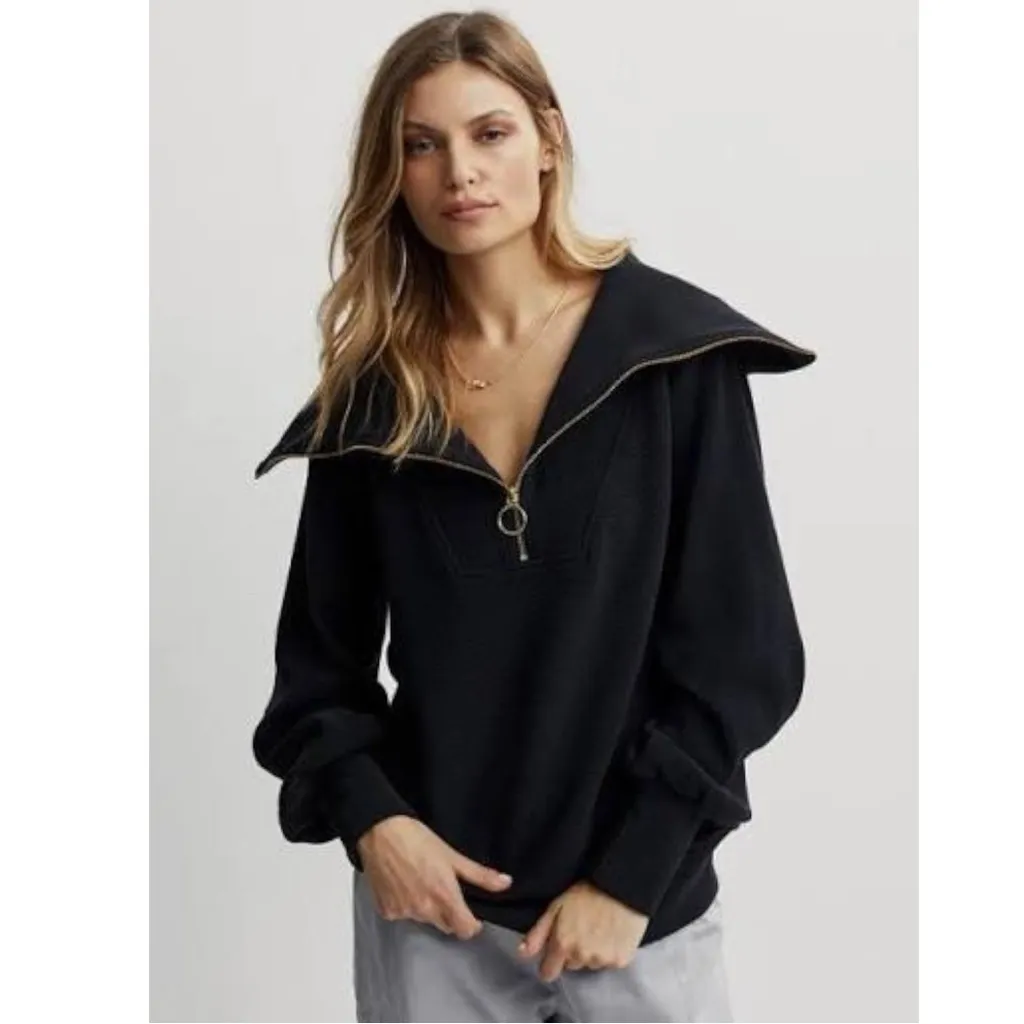 Varley Vine Half Zip Pullover Sweatshirt Sweater in Black Size Small Oversized - Image 11