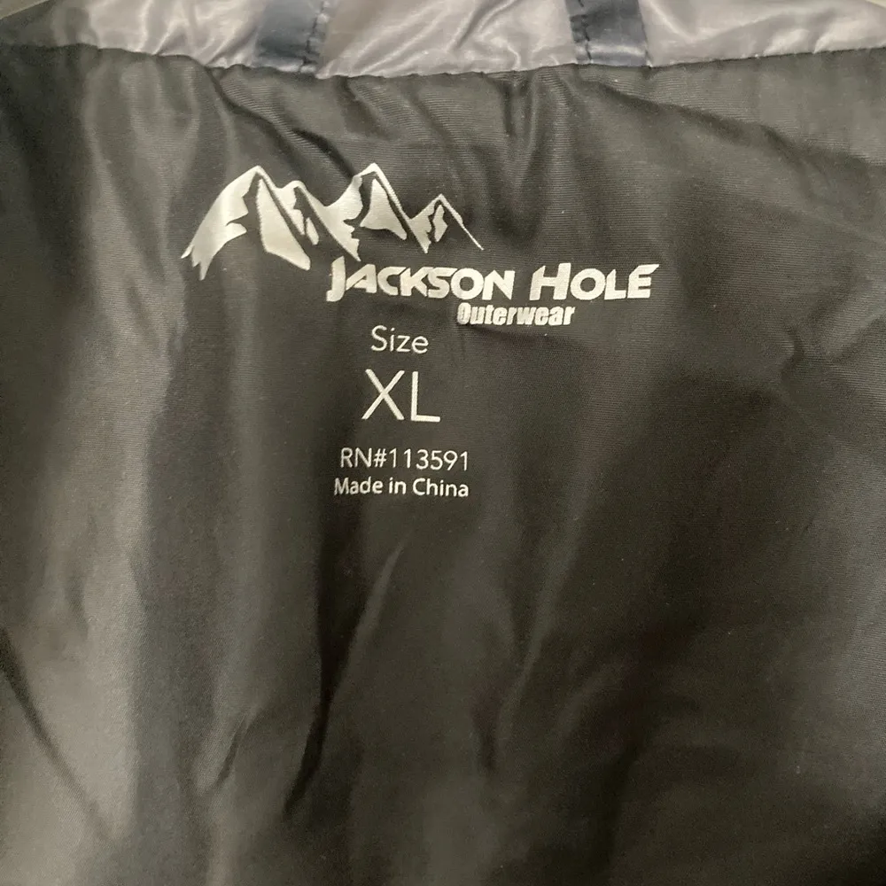 Jackson Hole Black Gray Puffer Vest Zippered Size XL - Image 3