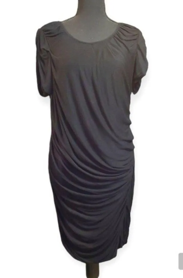 DVF Diane Von Furstenberg black ruched drape EROSA silk sz 10 - Image 2