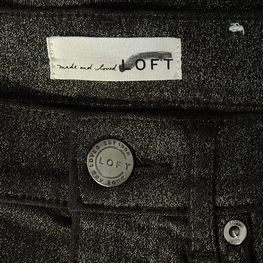 LOFT Shimmer Jeans High Rise Waist Skinny Leg in Black Women’s 25 0 - Image 6