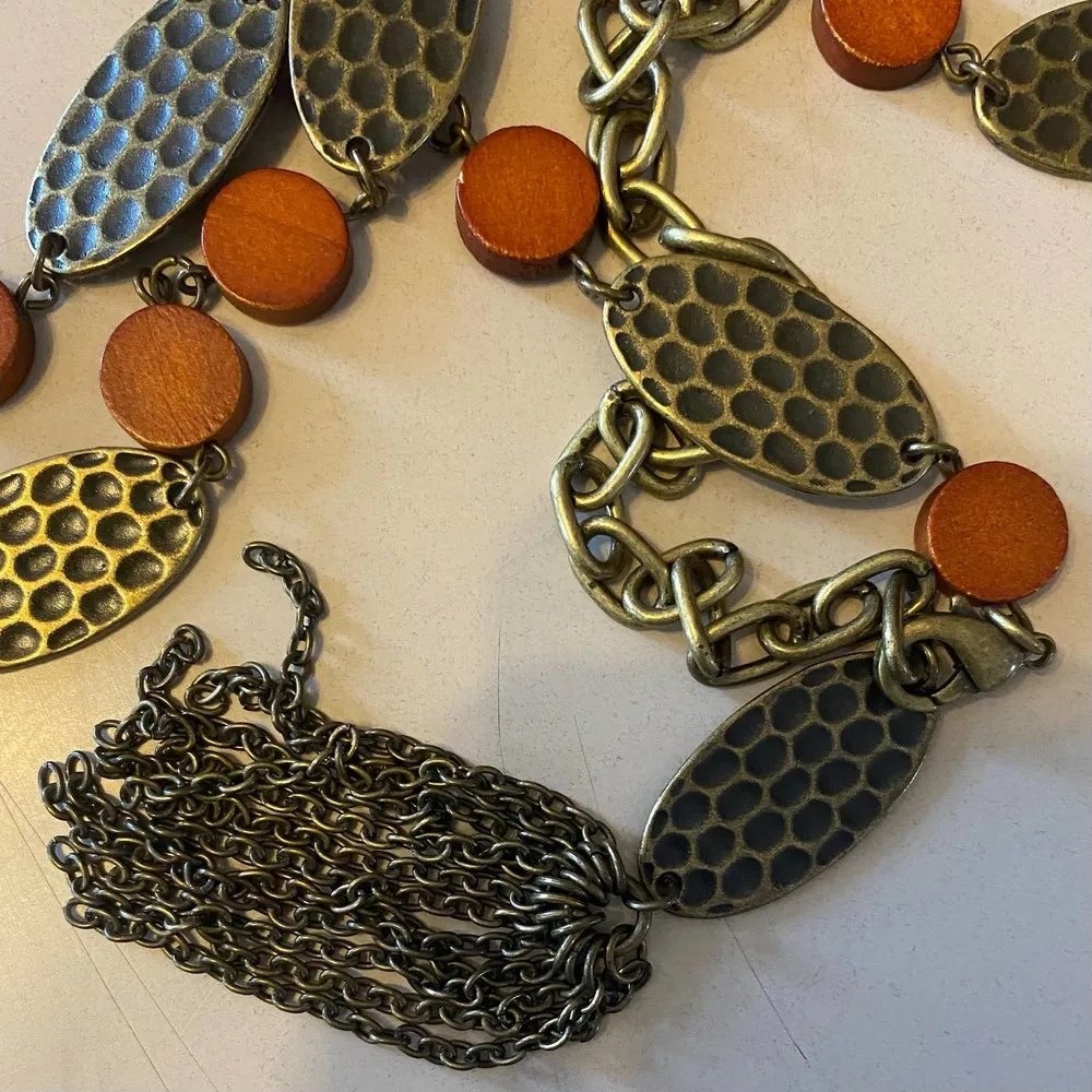 Bronze Hammered Wooden Circle Waist Chain Coastal Cowgirl Western Festiv… Brown - Image 2