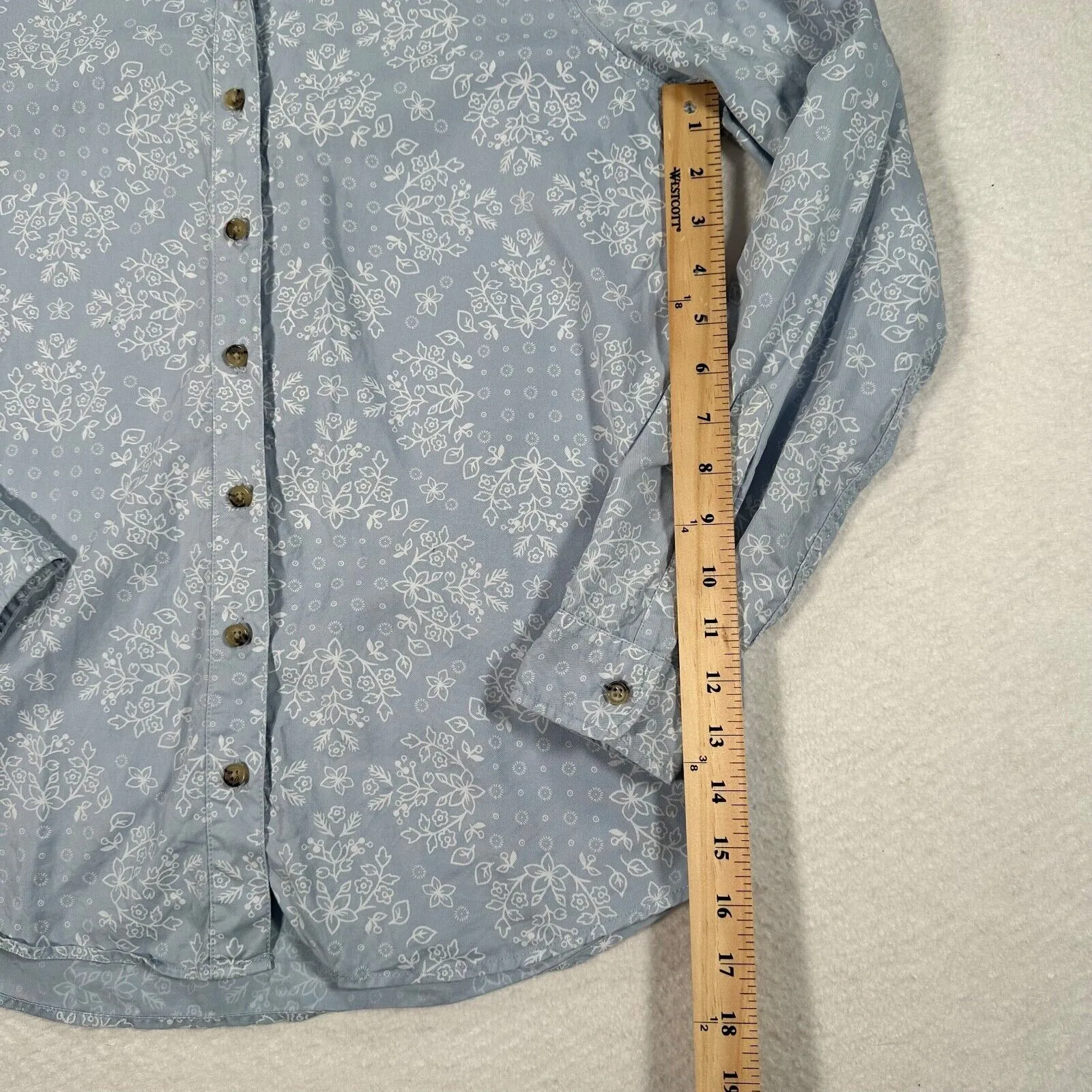 Marine Layer Button Up Lyocell Long Sleeve Top Women's Small Blue White Floral - Image 3