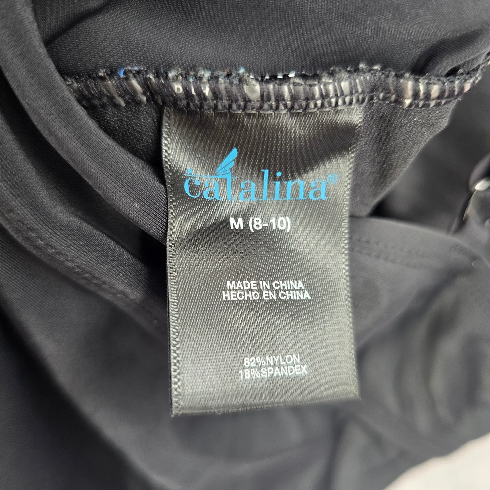 Catalina Black Scrunch Crisscross Padded Swimwear Tankini Tank Top Medium M 8/10 - Image 5