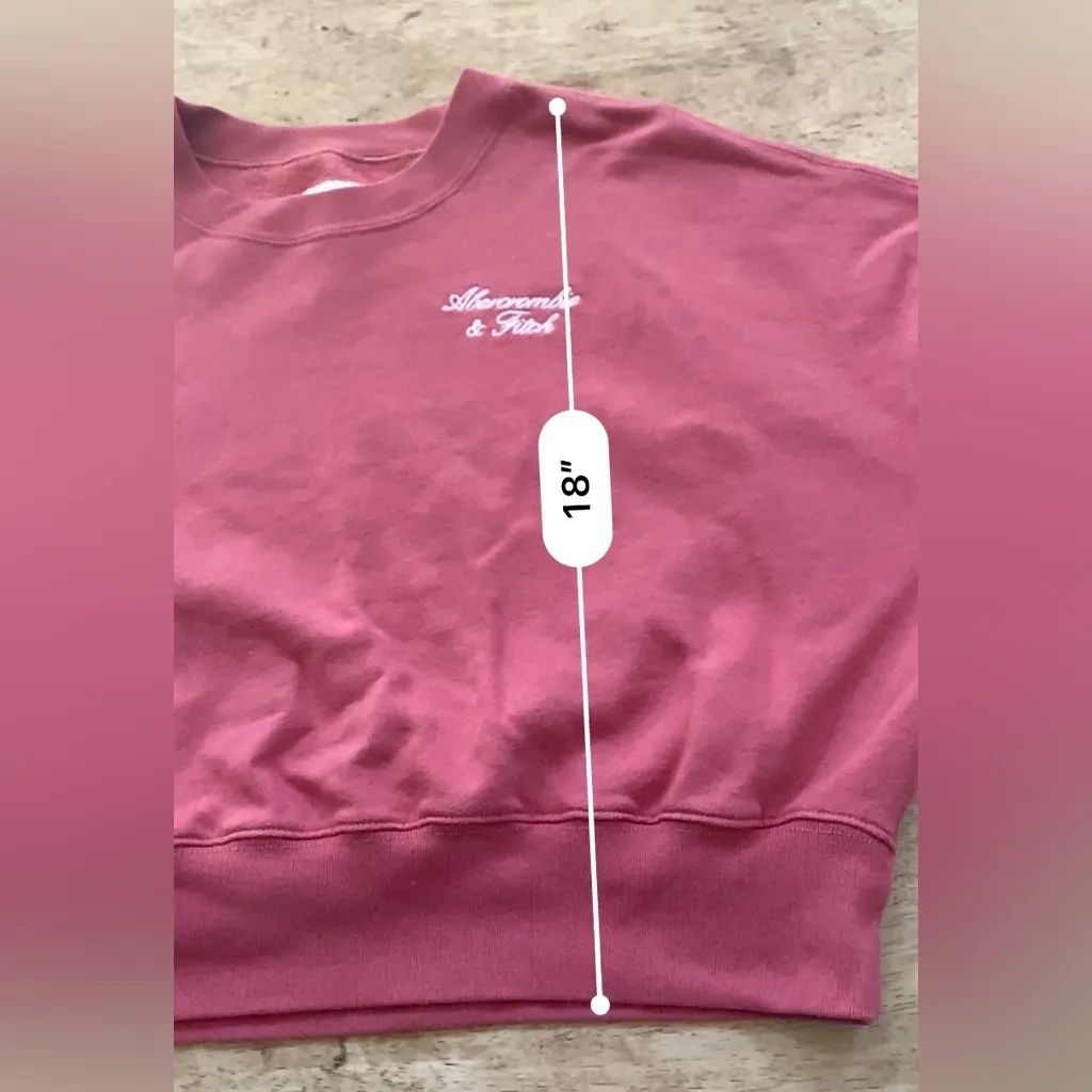 Abercrombie & Fitch Soft AF Women’s Sz M Dk Rose Cropped Embroidered Sweatshirt - Image 9
