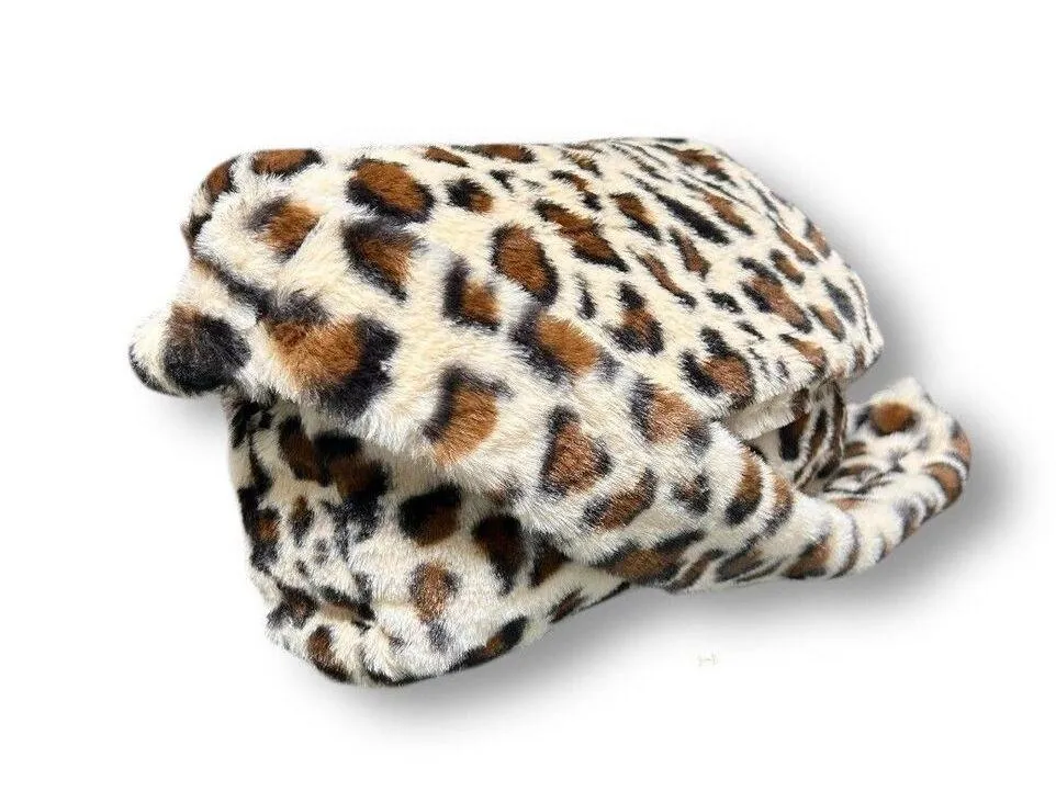 Gilda Paris Leopard Print Faux Fur Shoulder Bag Crossbody Plush Soft Zip NWT Brown - Image 7