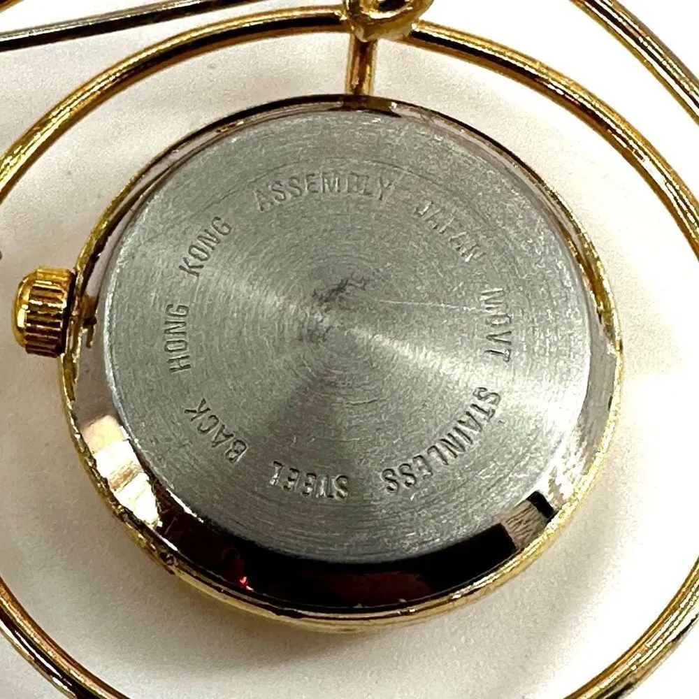 CF Gold tone watch bicycle brooch - Image 6