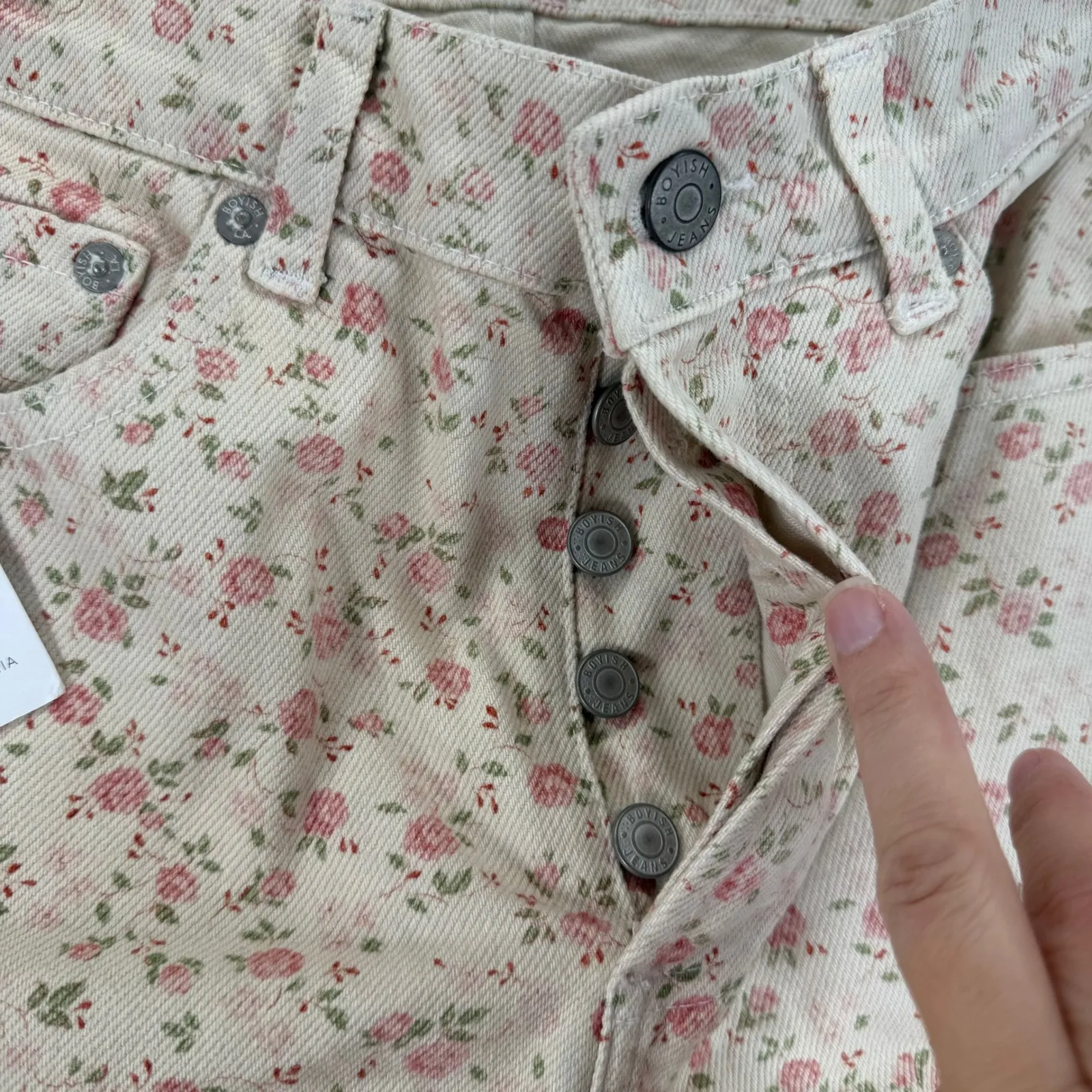 Boyish The Tommy High Rise Straight Leg Jeans Desert Rose Floral Print Size 26 - Image 10