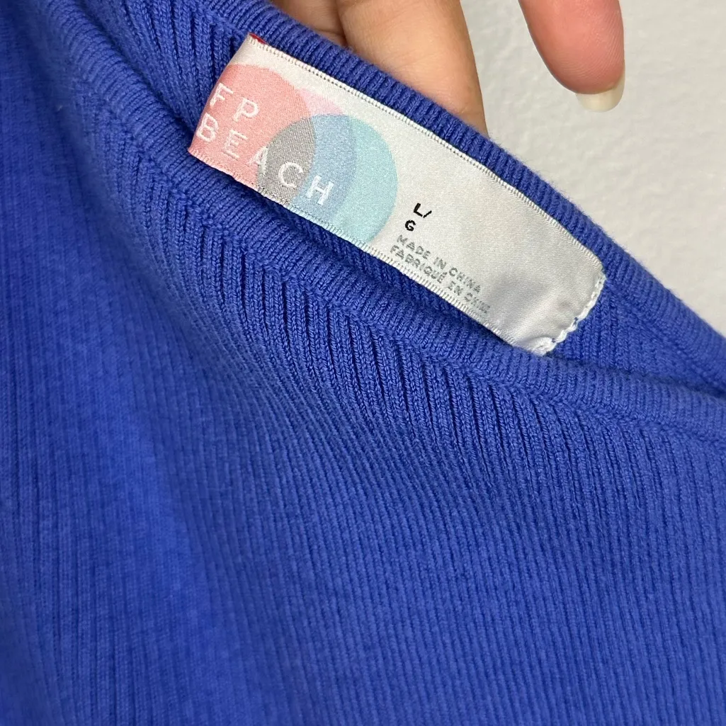 Free People Beach Waverly Ribbed One Shoulder Sweater Wide Leg Jumpsuit Sz L - Image 8