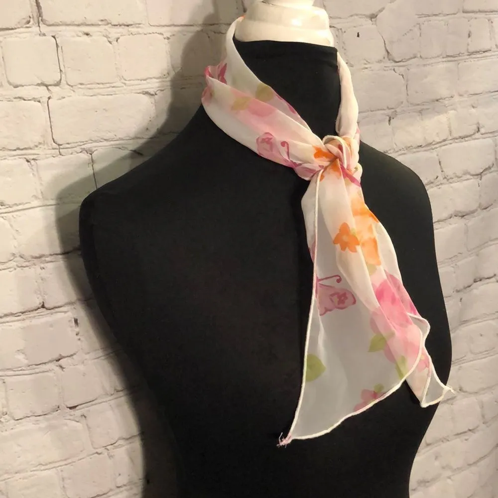 Butterfly Print Semi Sheer Ascot Scarf - Image 2