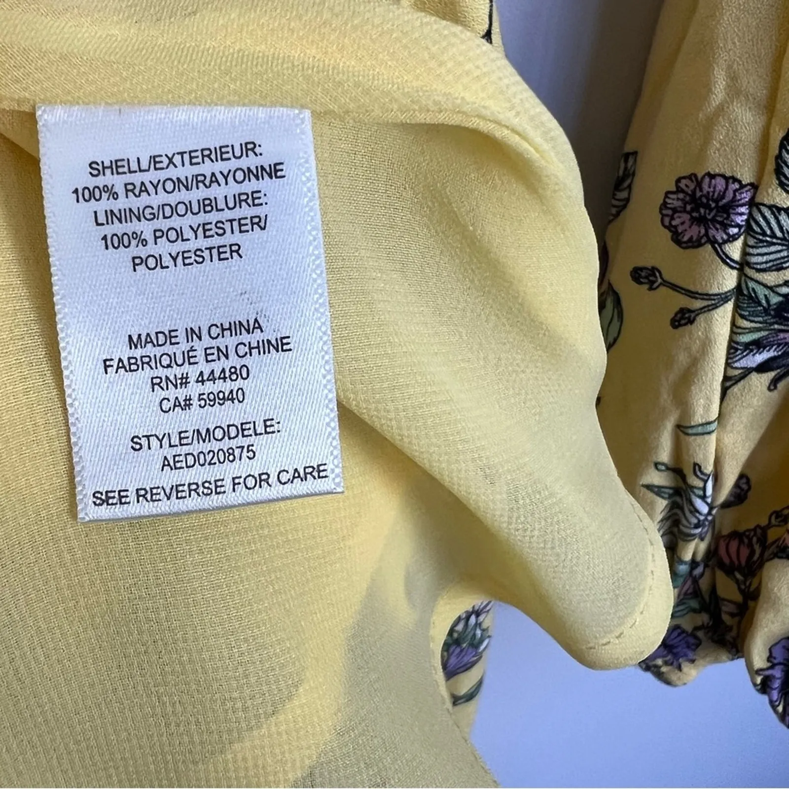 AFRM Button Down Long Sleeve Garden Floral Mini Cutout Dress Yellow Small NWT - Image 9