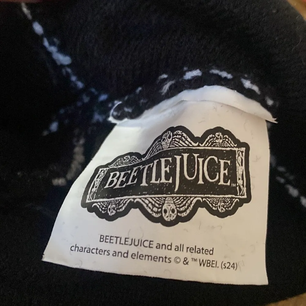 Beetlejuice Striped Beanie with Pom Pom Black - Image 4