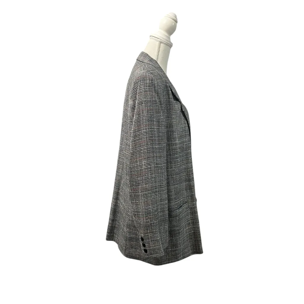 VTG Amanda Smith Gray Glen Plaid Check Tweed Blazer Shoulder Pads Sz 14 - Image 4
