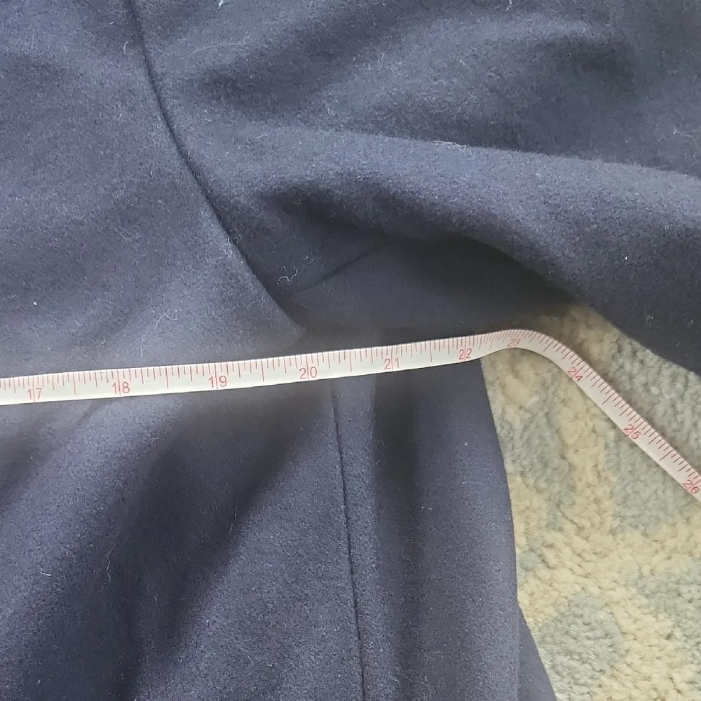 Vintage Pappagallo Wool Coat With Faux Fur Trim Navy Black 6 Blue - Image 5