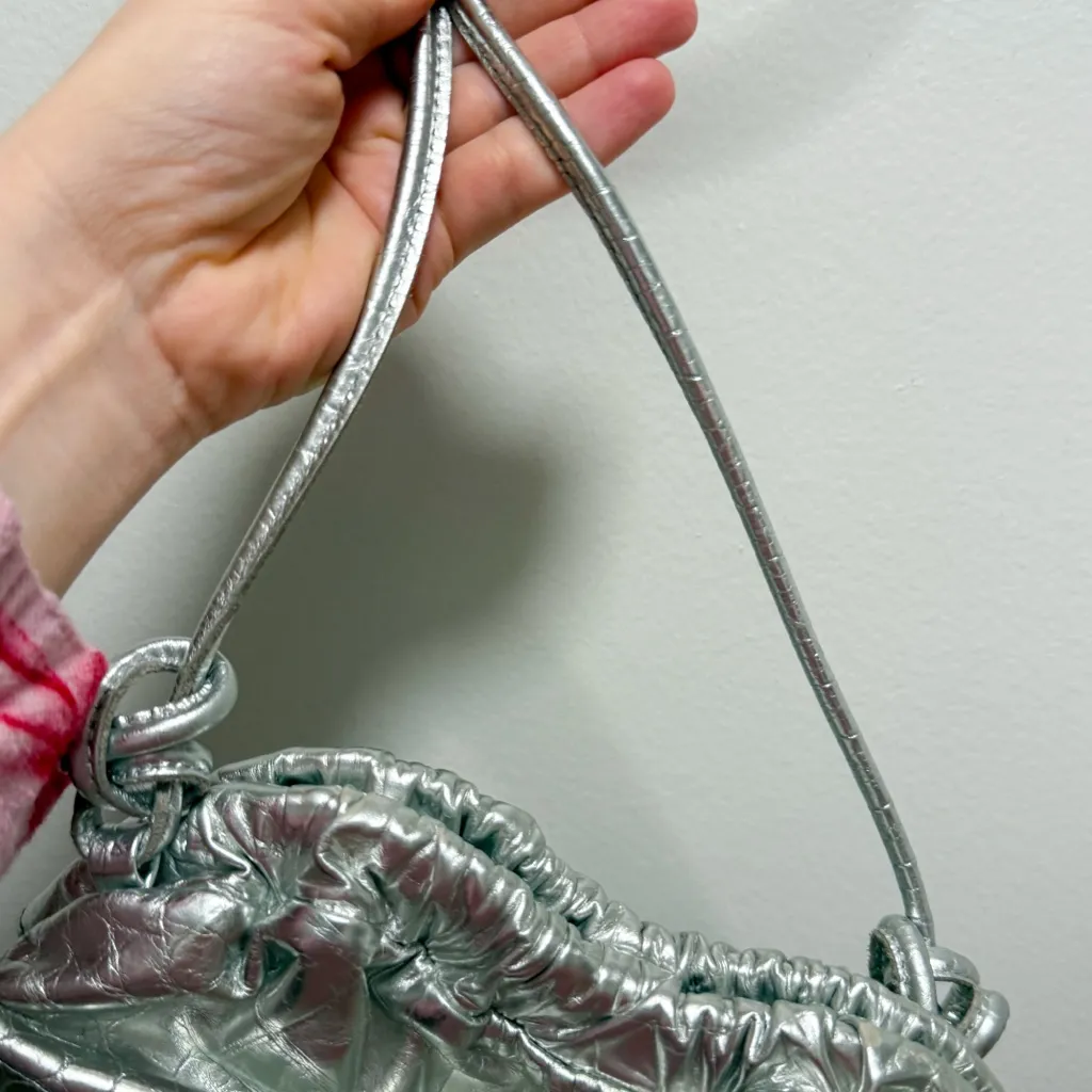 Mansur Gavriel silver metallic cloud clutch convertible shoulder bag holiday - Image 13