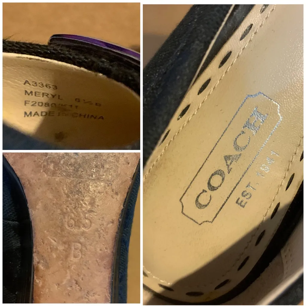 COACH "MERYL" BLACK LEATHER CAP TOE WEDGE HEEL W/SIGNATURE FABRIC PRINT (6.5B) - Image 12