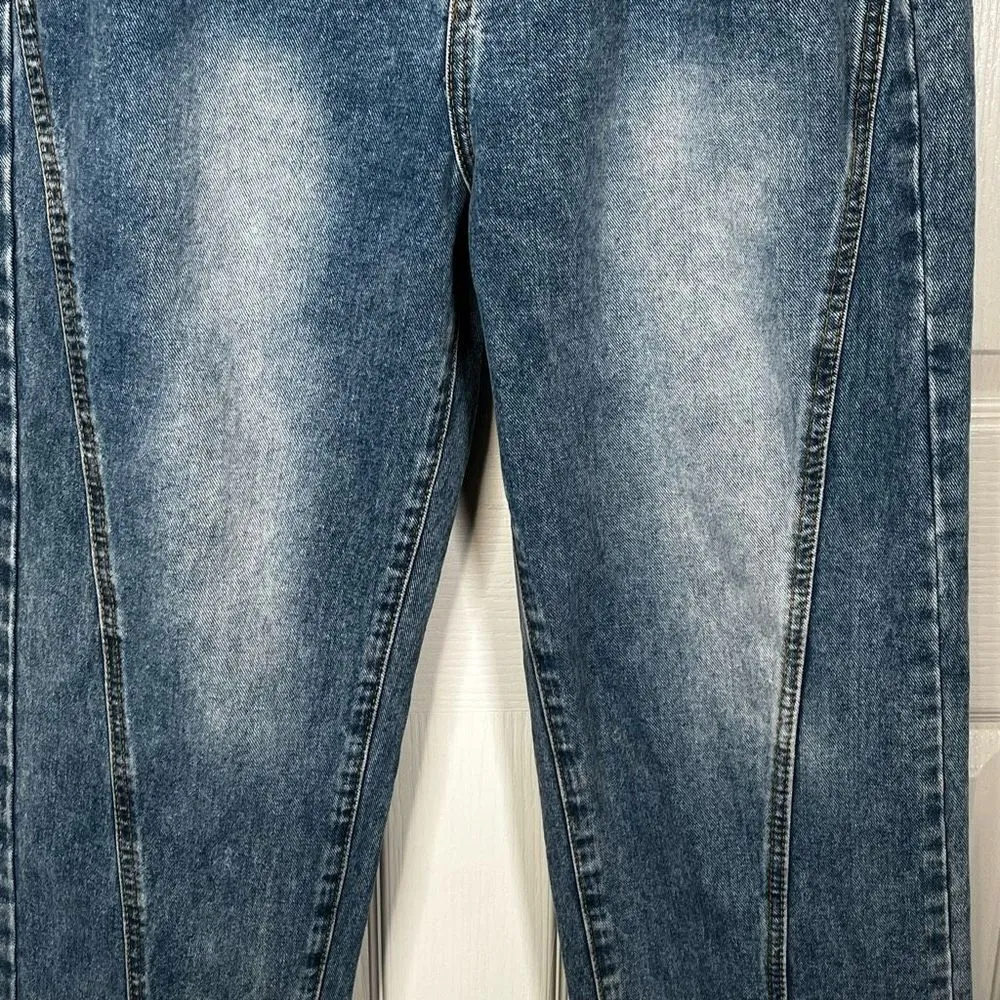 Nasty Gal Denim High Rise Jeans Sz 10 Front Slits Straight Leg - Image 4