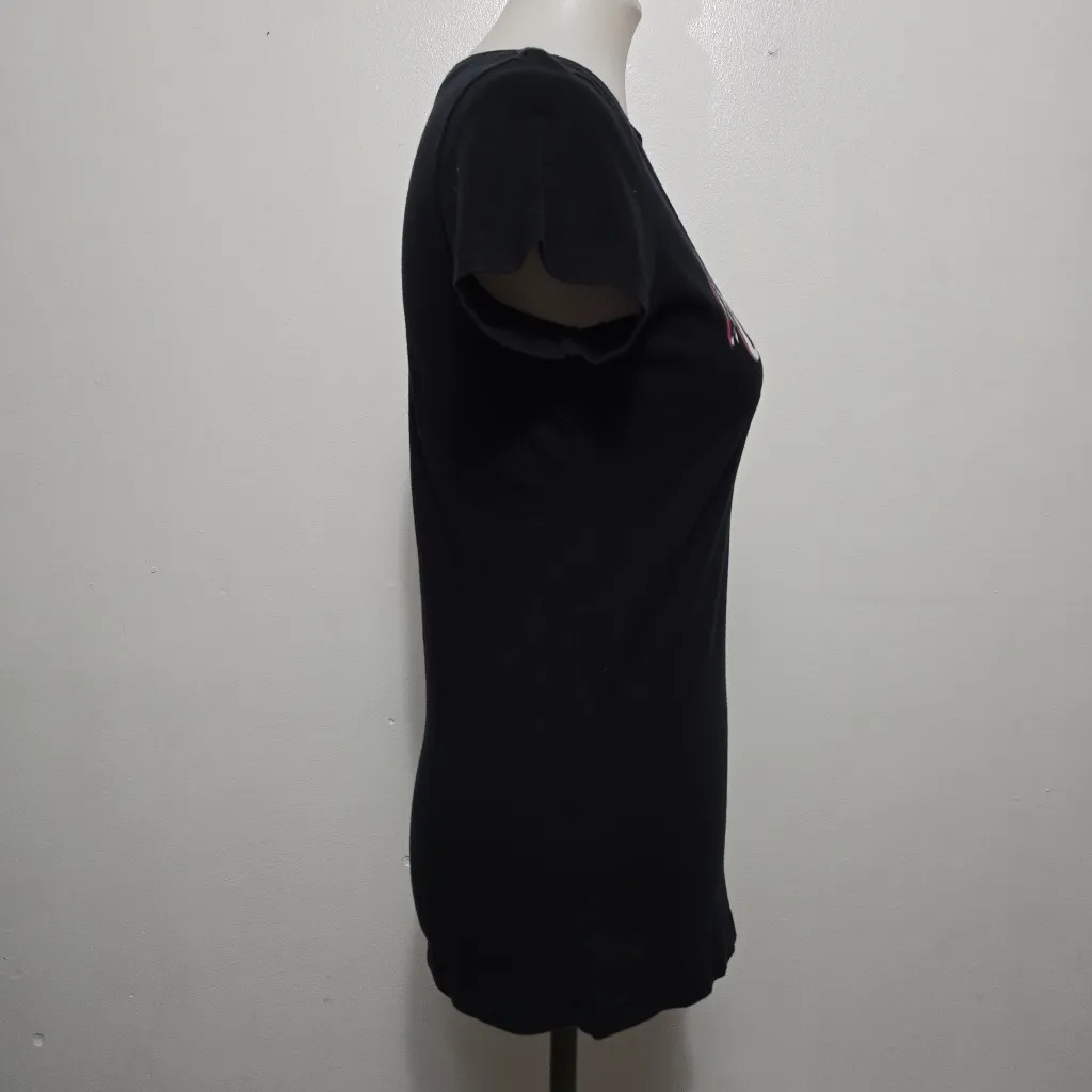 Volcom Y2K Black Graphic T-Shirt Size Medium Surf Skater Streetwear Baby Tee - Image 4