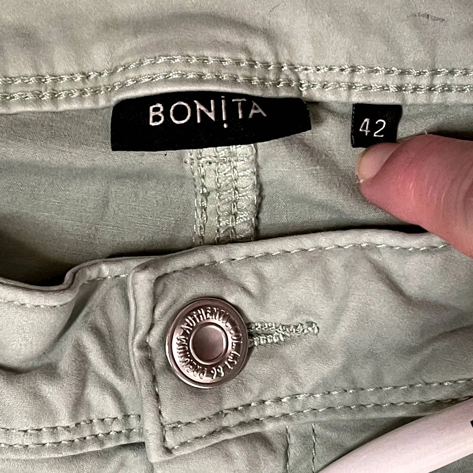 Bonita Womens Capri Pants Size‎ 42 Mint Green Cotton Blend Stretch 33X23.5 - Image 3