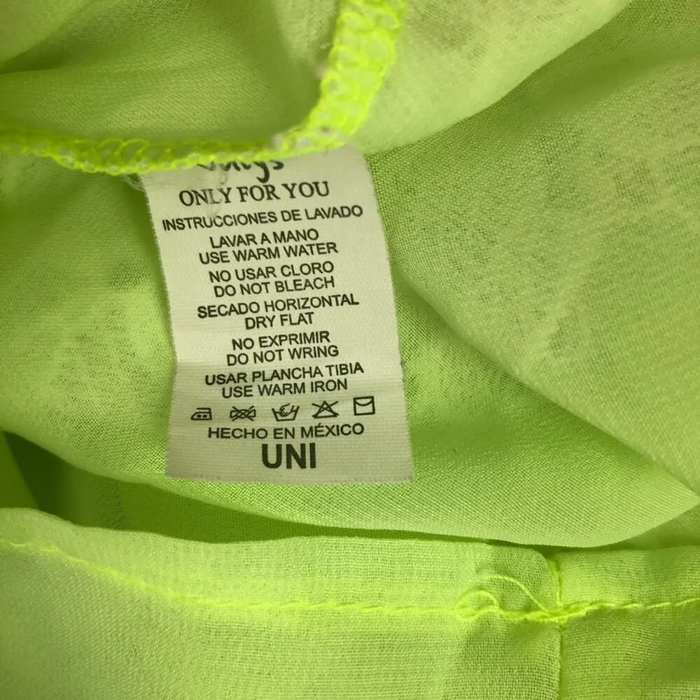 Y2K Vintage JULYS Womens Top Medium Lime Chiffon Floral Lace Cropped Beachy Green - Image 12