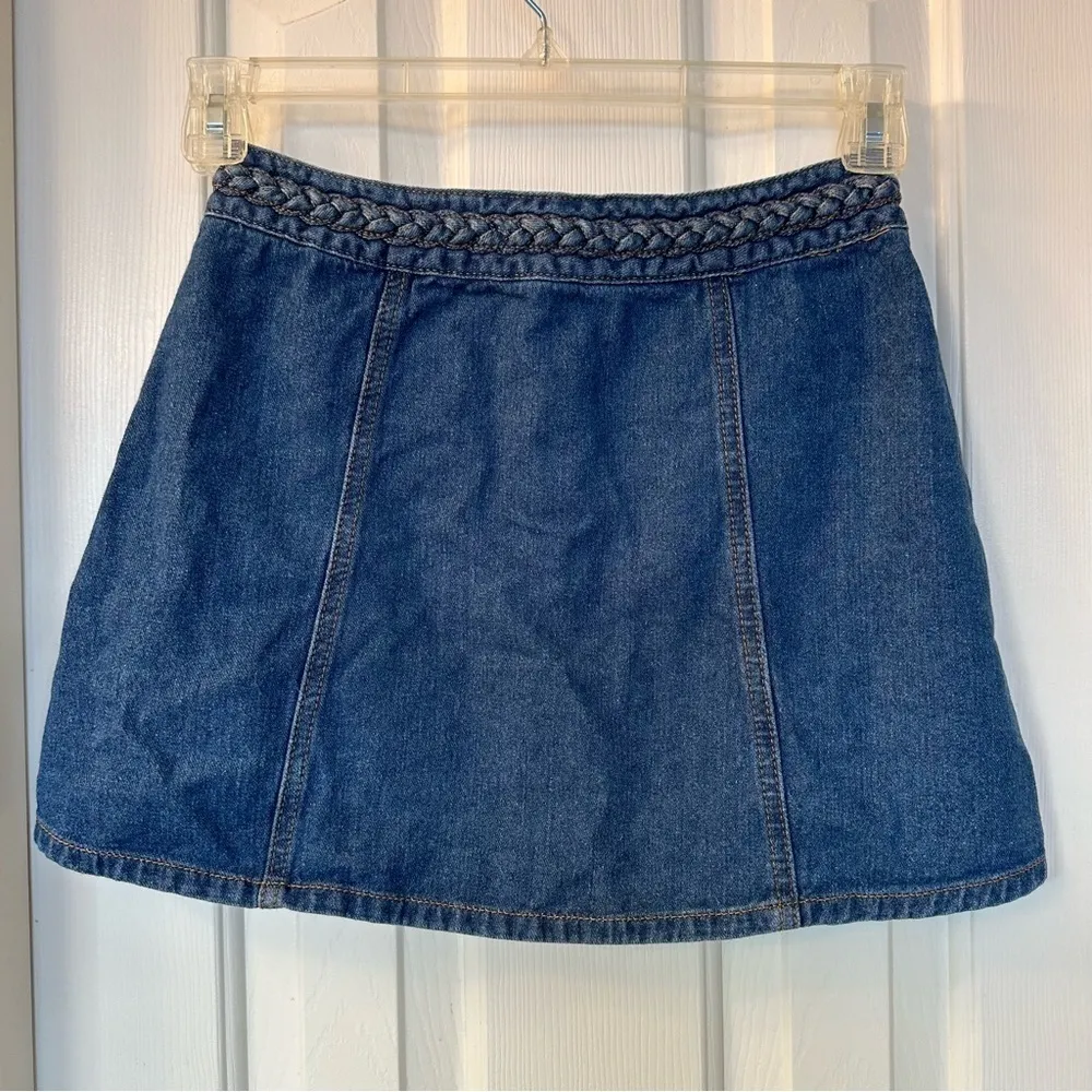 Womens Kendall + Kylie Mini Denim Skirt Size 25 Braided Waist Embellish Jean - Image 3
