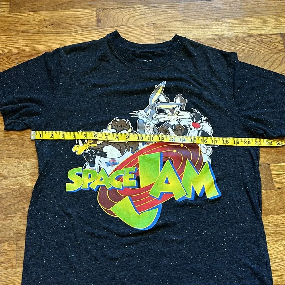 90s Inspired Space Jam Looney Toon Black Speckled Graphic T - Image 2