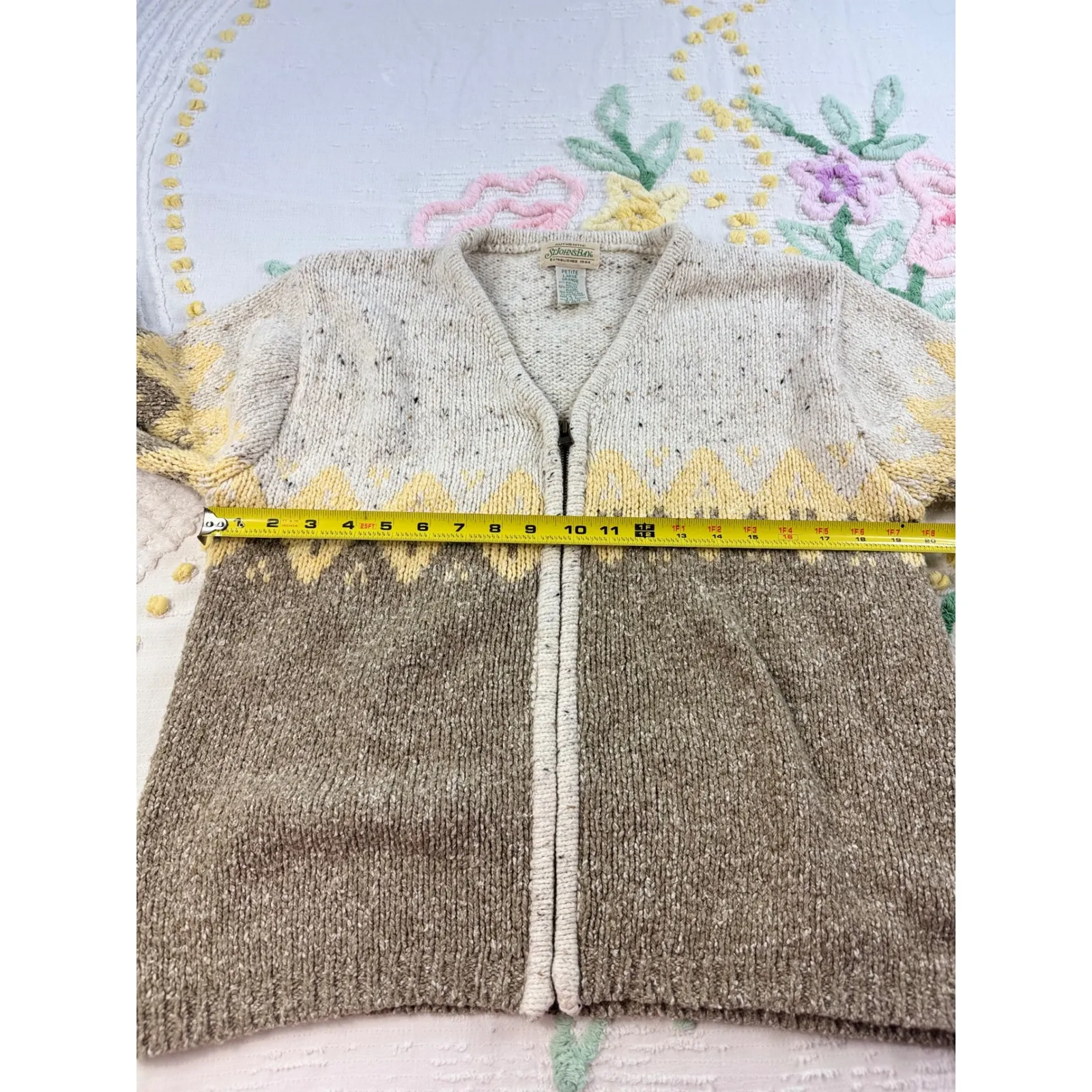 St Johns Bay Petite Large Cream Knit Full Zip Cardigan Sweater Women's - Image 5