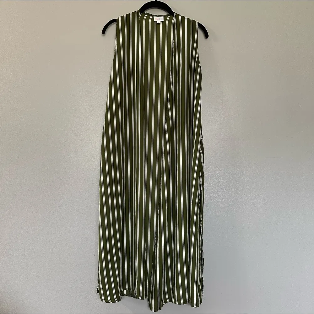 Lularoe Green Striped Sleeveless Duster Sz S - Image 5