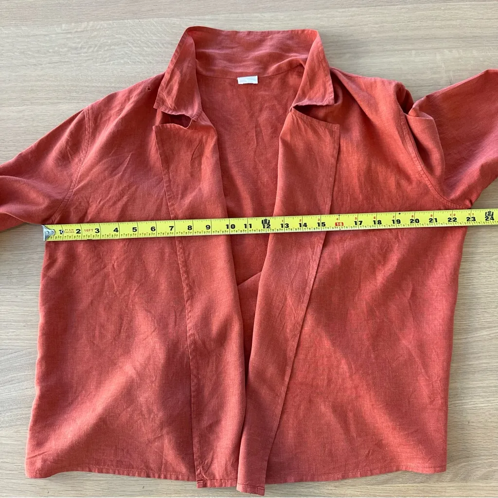 Aritzia Wilfred Free Aperitif Linen Blend Tie Front Top SZ XS Orange/Rust Flaw Orange - Image 10