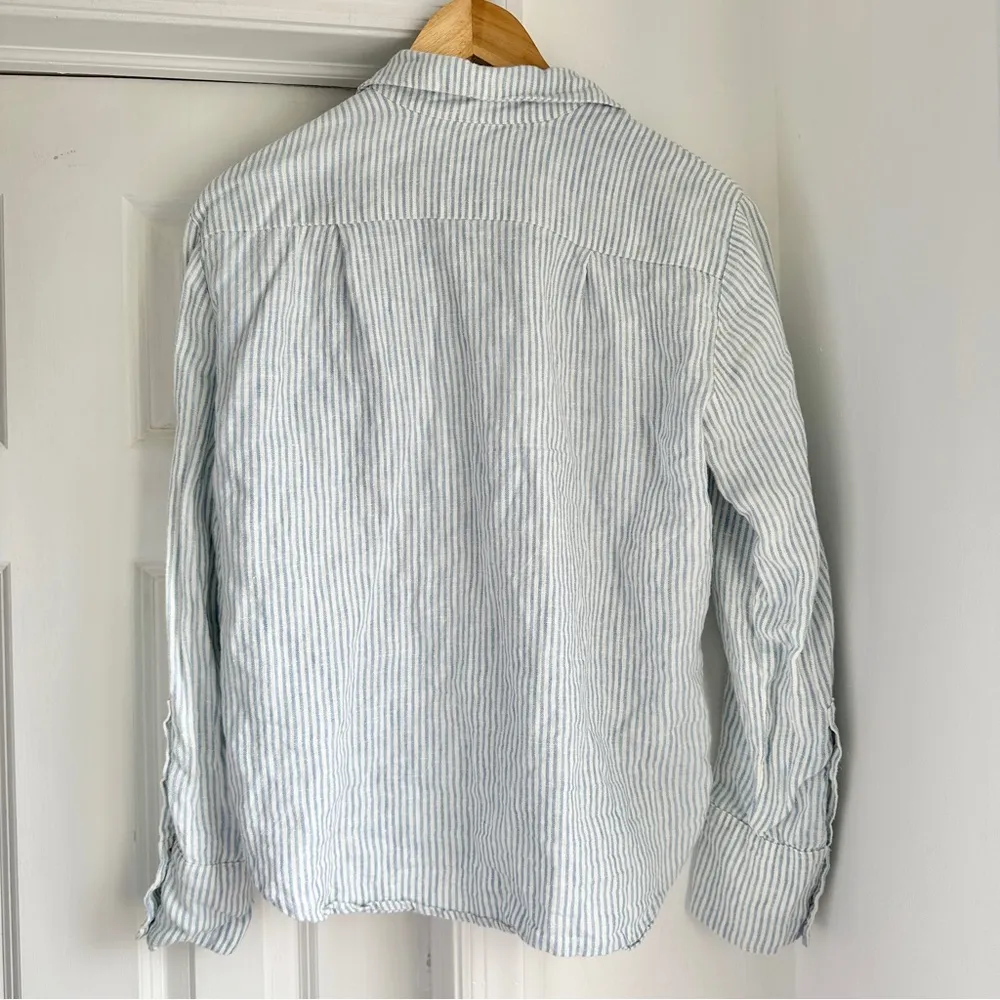 Reformation Preston Linen Striped Button Up Shirt - Image 3