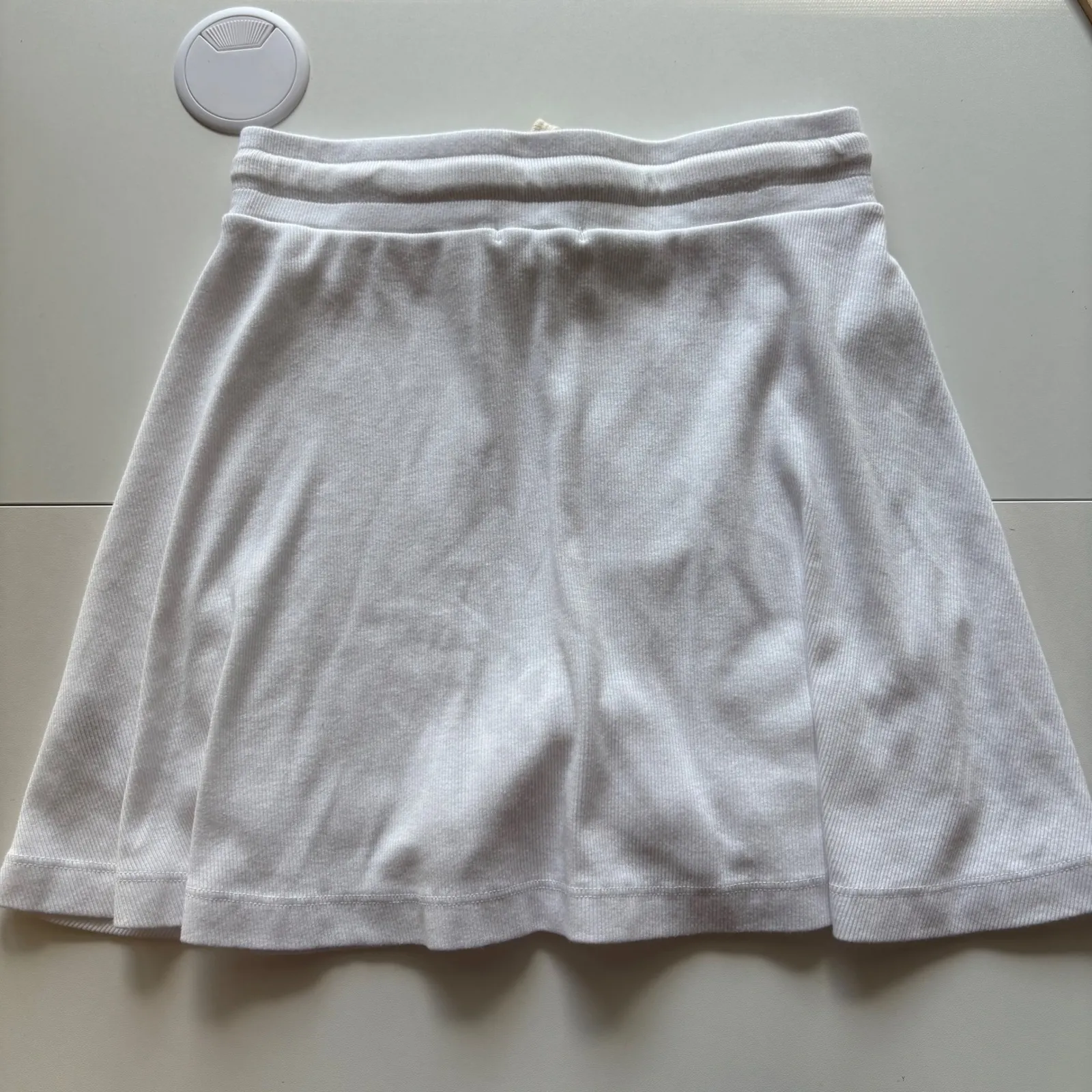 Sundry‎ White Ribbed Drawstring Mini Skirt Casual Athleisure XS - Image 8