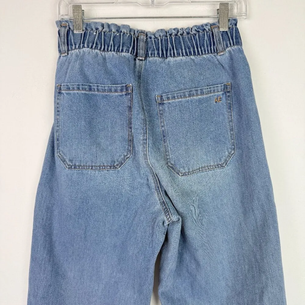 American Eagle Hi-Rise Paperbag Denim Jeans Medium Wash Size 8 SHORT 8S EUC - Image 7