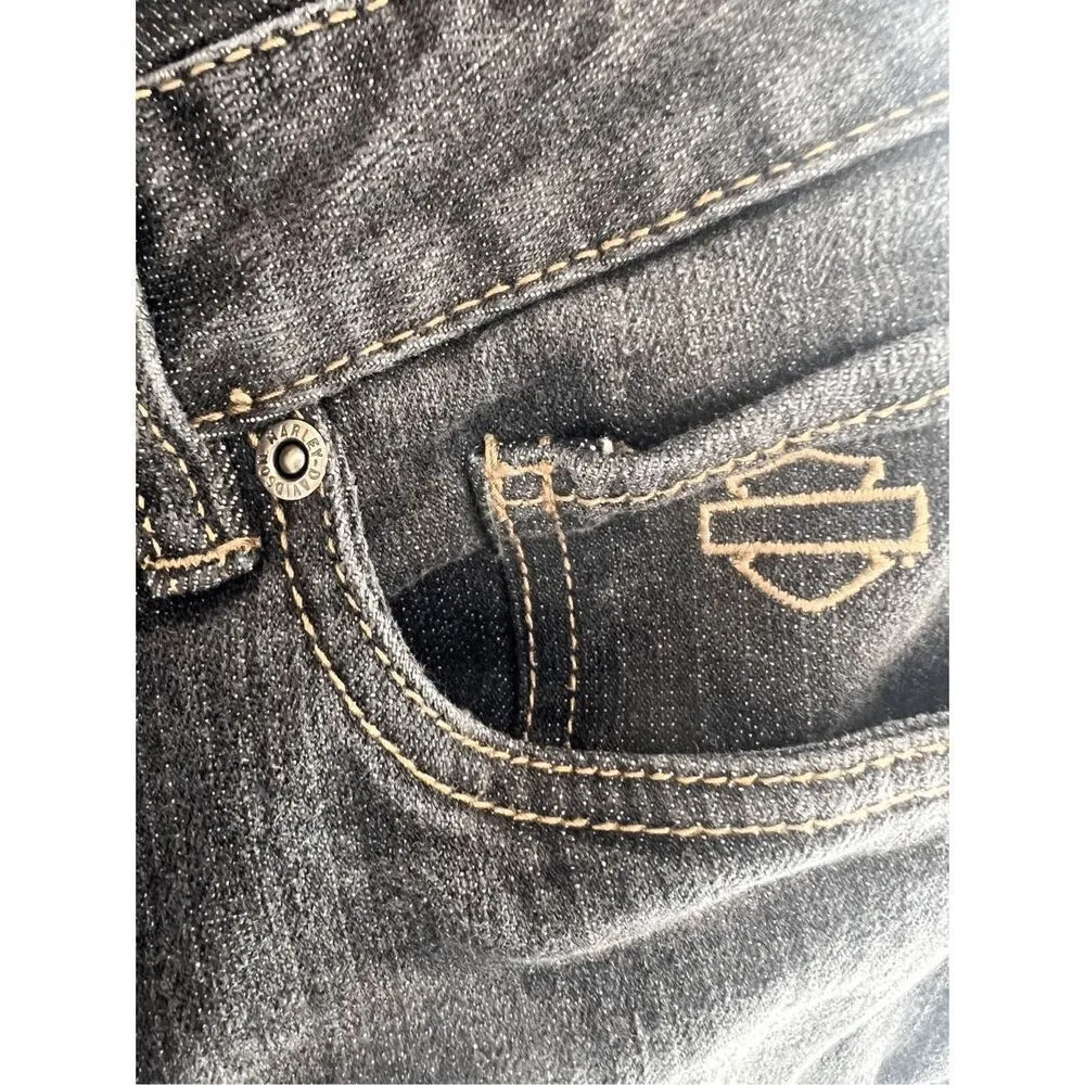 Harley Davidson Boot Cut Jeans in Black Size 12 Long Gray - Image 9