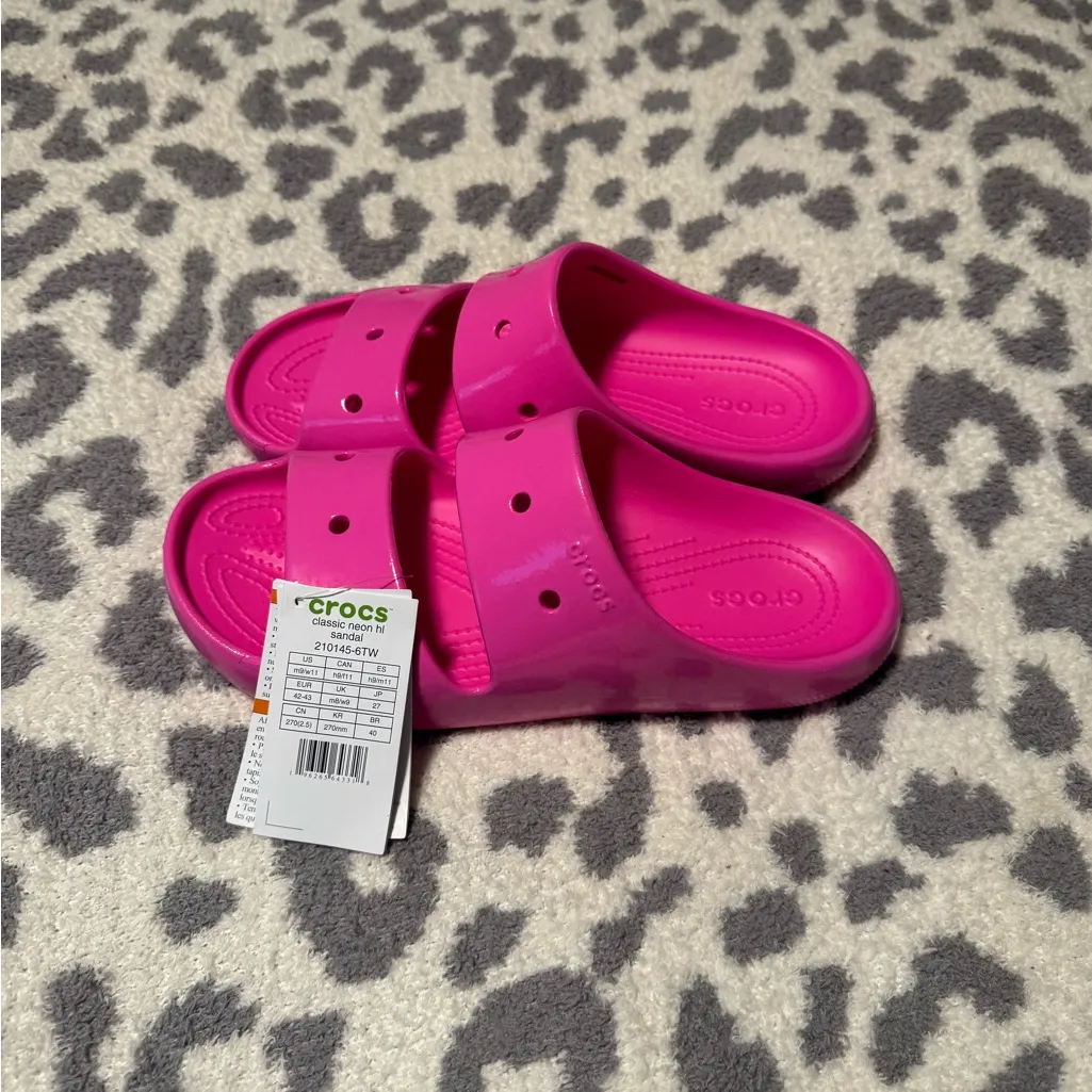 CROCS Women's Bright Pink Slide Sandals - Image 4