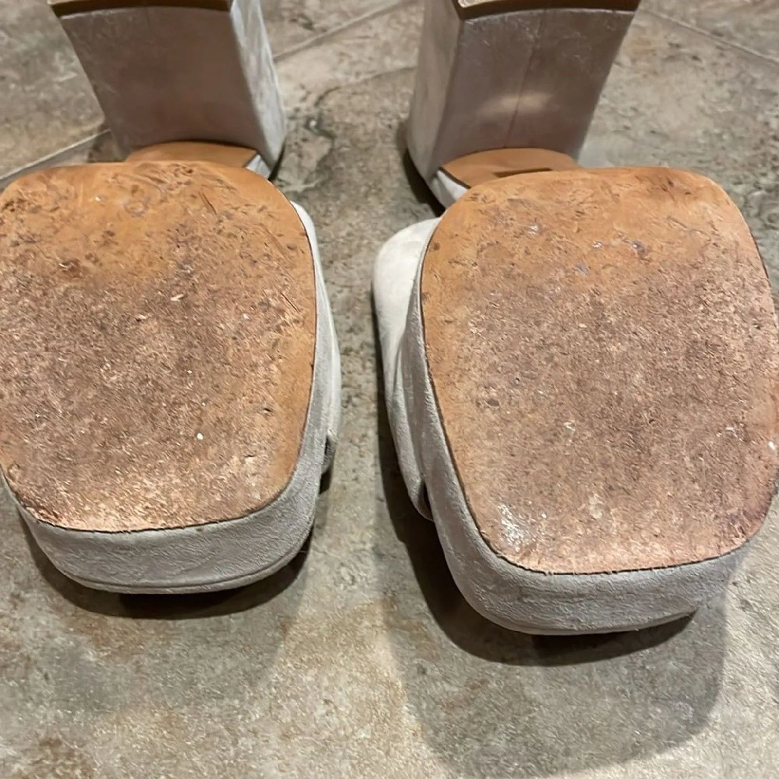 M. Gemi Cream Seude Leather Platform Mules Shoes Womens Size EU 38.5 US 8 Italy - Image 11