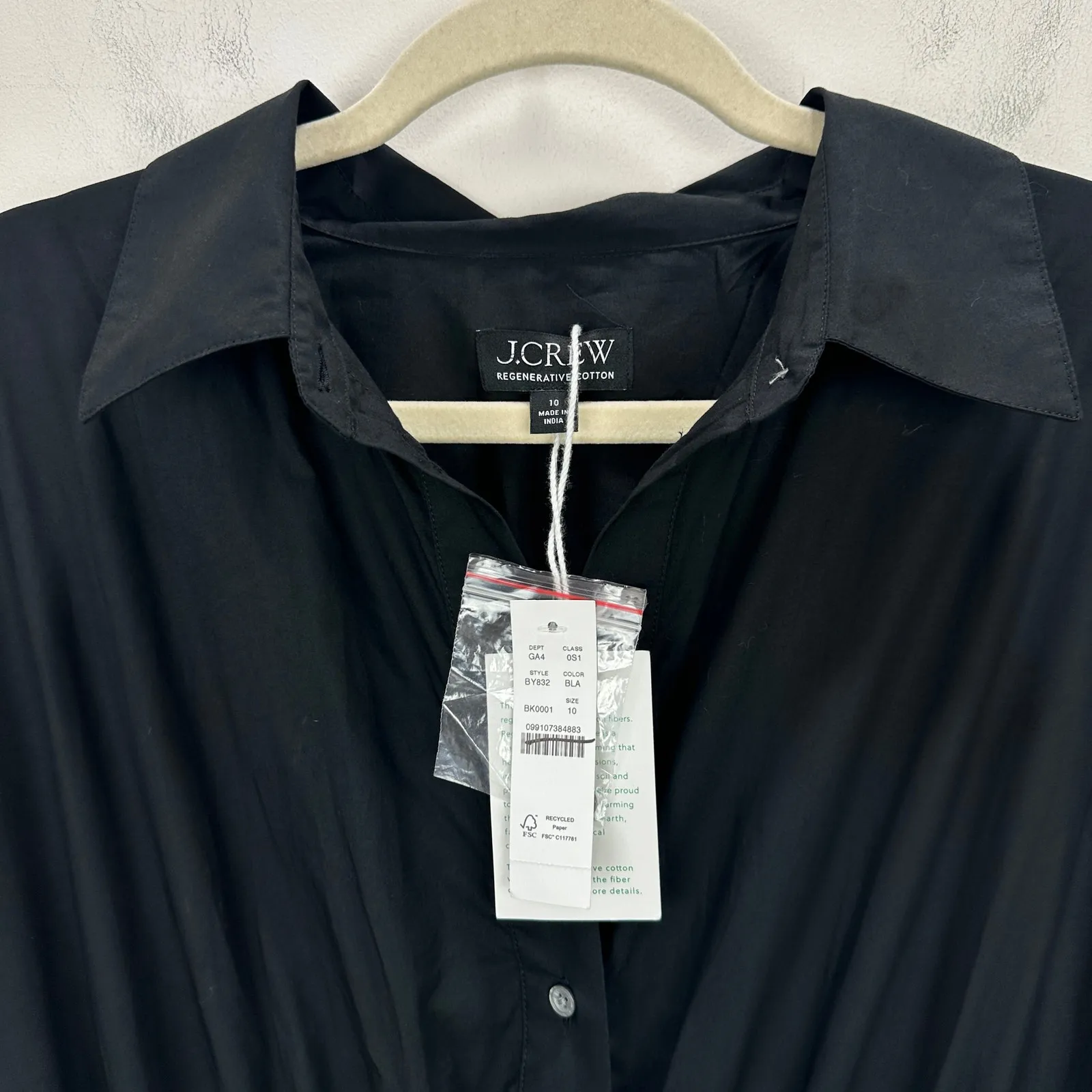 J.Crew Elena Shirtdress Cotton Poplin Black Drama Classic Minimalist US 10 NWT - Image 7