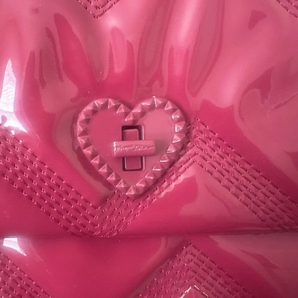 Betsey Johnson Quilted Chain Strap Convertible Crossbody Bag Y2K Coquette Barbie - Image 4