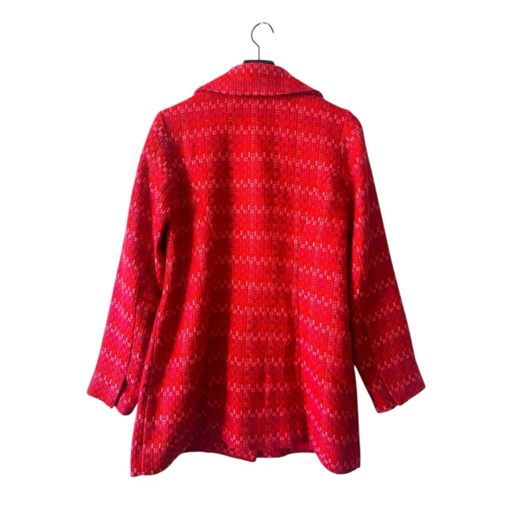 CAbi  Red Textured Wool Blend Coat Jacket Medium Wide Collar - Image 7