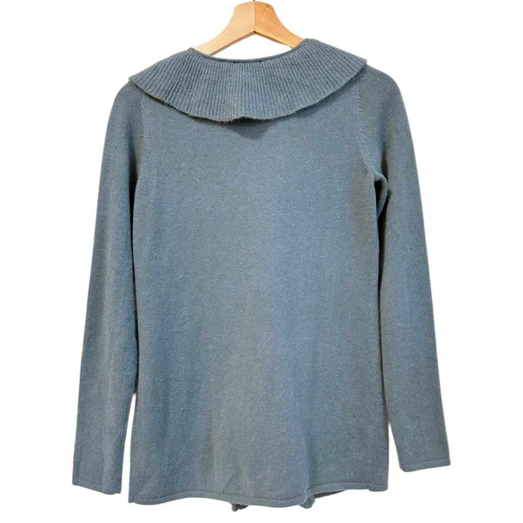 Talbots Cardigan Sweater Women Size XS Forest Green Ruffle Cashmere Lagenlook - Image 8