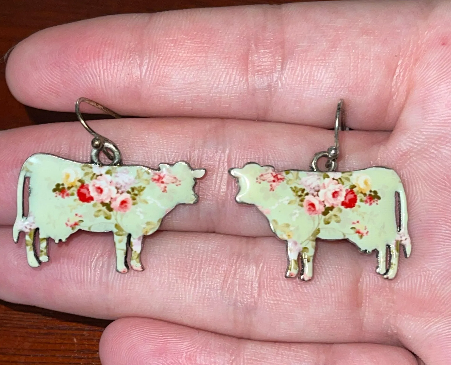 Floral Cow Print Earrings Multi - Image 2