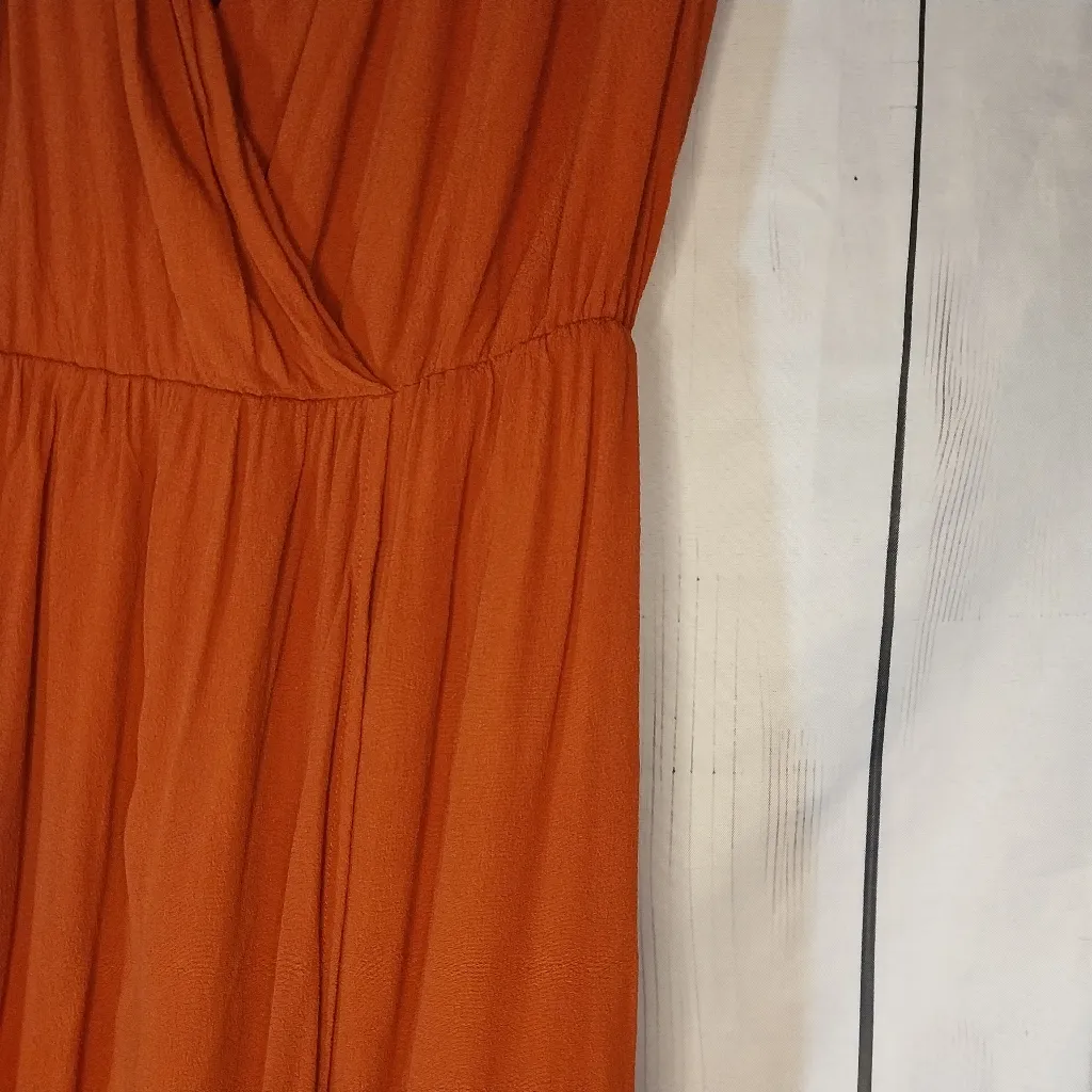 Maeve Anthropologie Rust V-Neck Faux Wrap Dress - Image 5