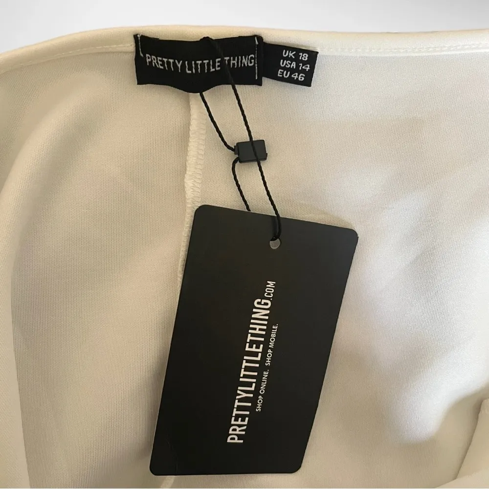 PRETTY LITTLE‎ THING Women's Plus Size White Bardot Peplum Top Size 14 | NWT - Image 7