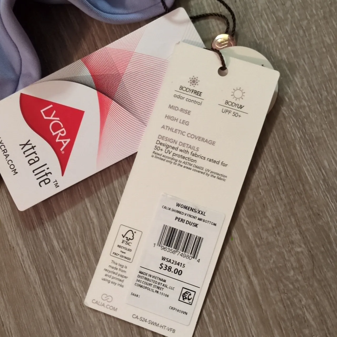 Calia Pero Dusk Mid Rise Shirred V Front Swim Bottoms Size XXL Purple - Image 3