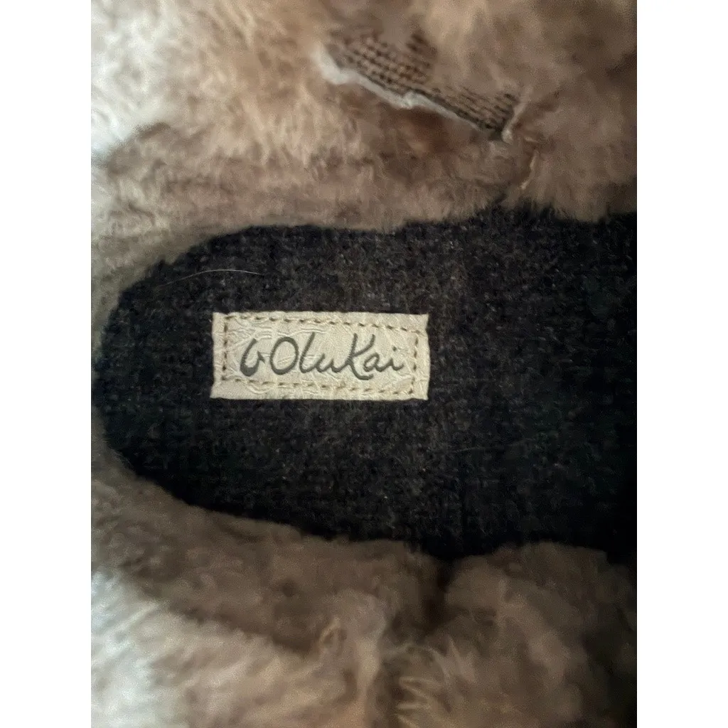 Olukai Brown Shearling Slip - Image 5
