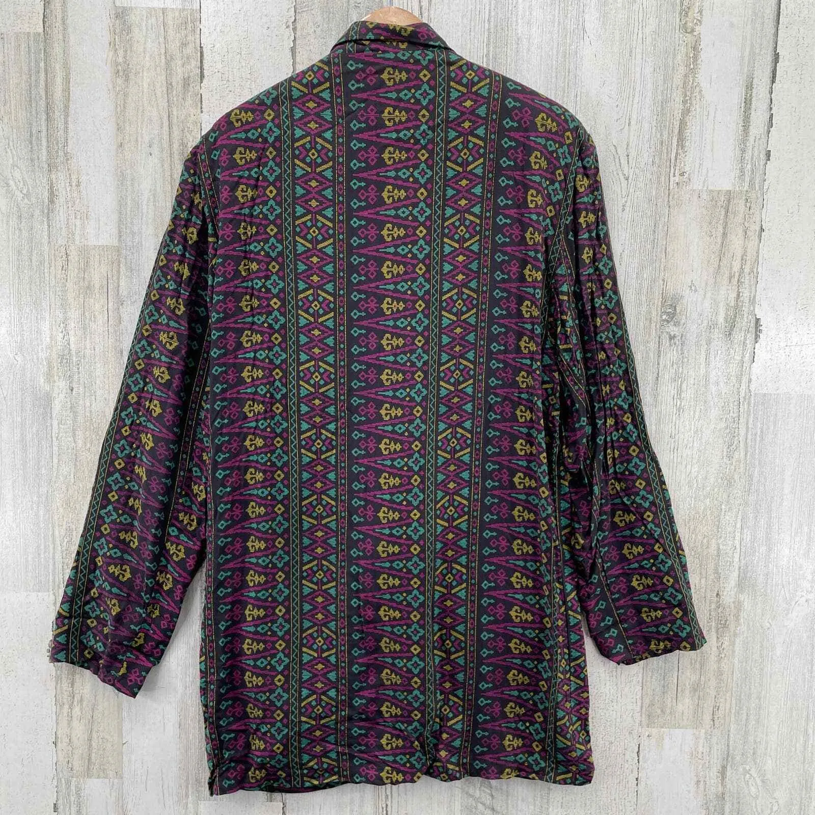Surya Blazer Jacket Womens Medium Black Purple Rayon Aztec Print Vintage 80s - Image 5