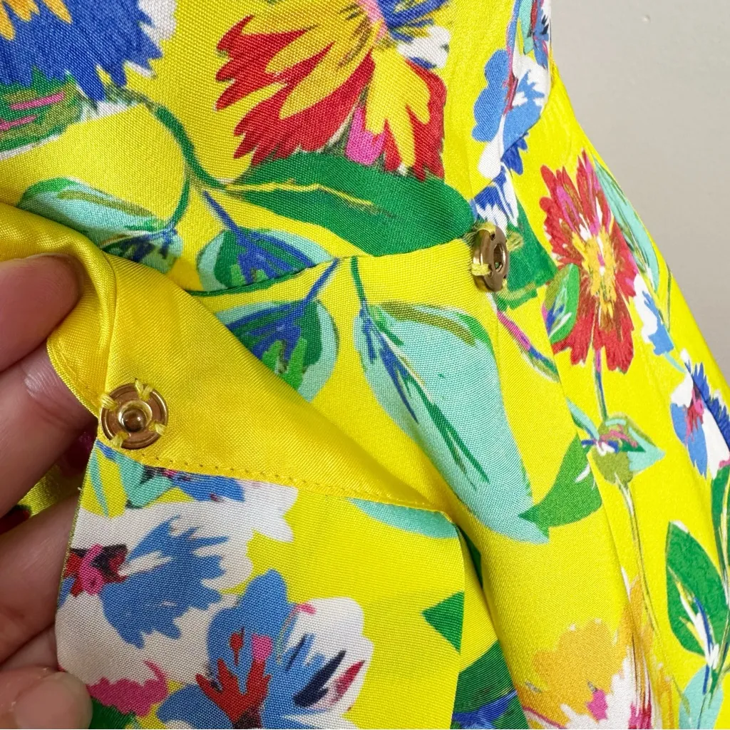 NEW Kate Spade Cathleen Yellow Floral Silk Wrap Dress Womens 6 - Image 8