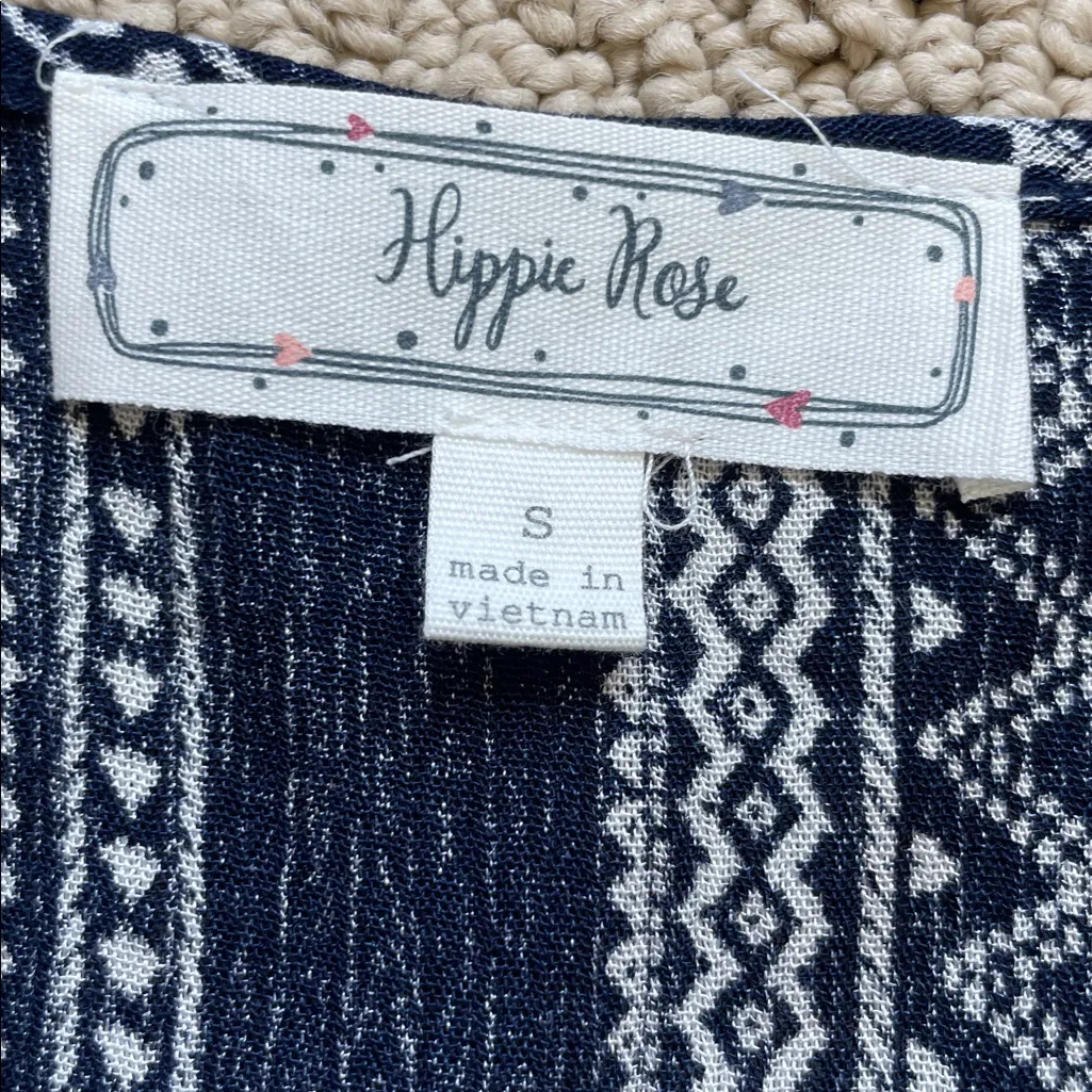 Hippie Rose Navy and White Patterned Top - Image 2