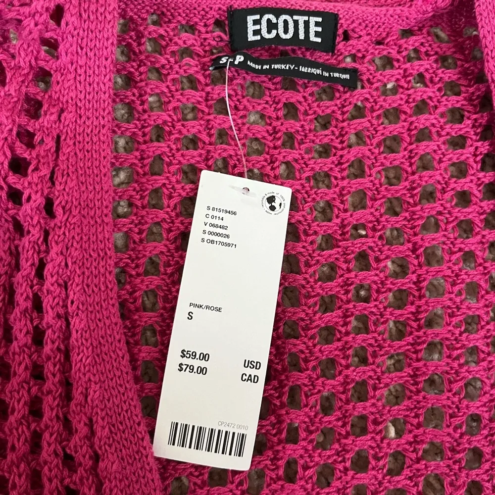 Pink/rose Joleen flyaway open knit cardigan never worn - Image 4